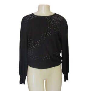 Joseph Black Long Sleeve Sequin Rayon Blend Sweater M